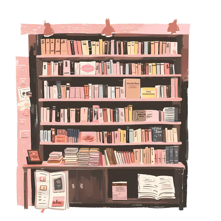 Cozy Bookshelf with Books