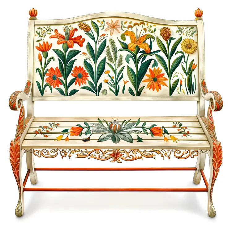 Decorative Floral Garden Bench