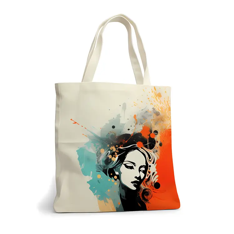 Tote Bag with Artistic Woman's Face