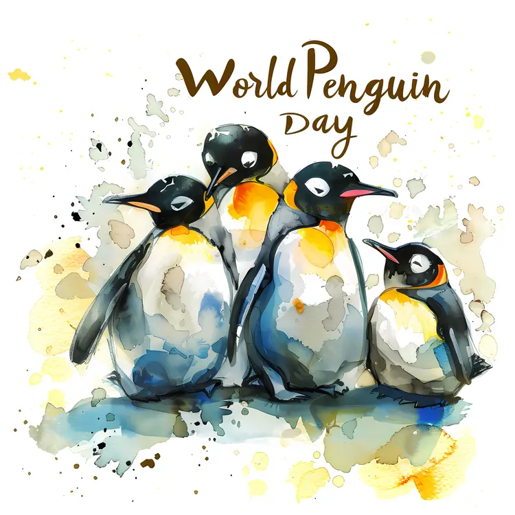 Family of Penguins Celebrating World Penguin Day