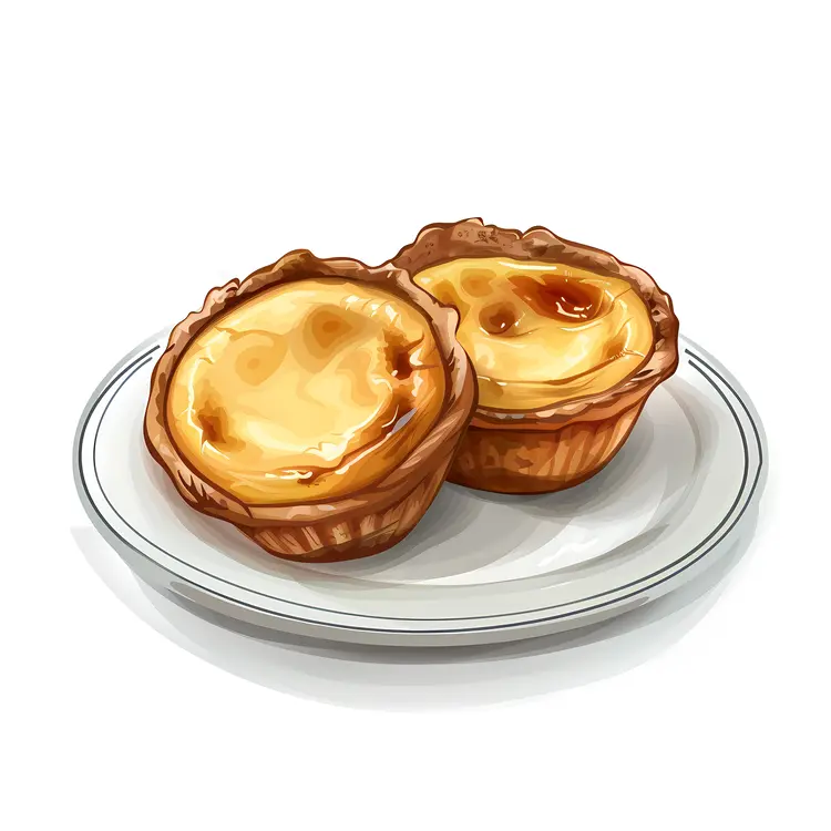 Two Custard Tarts on Simple Plate