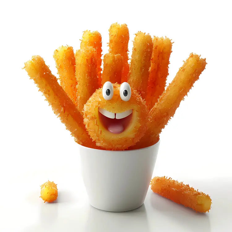 Cheerful Fried Sticks Cartoon