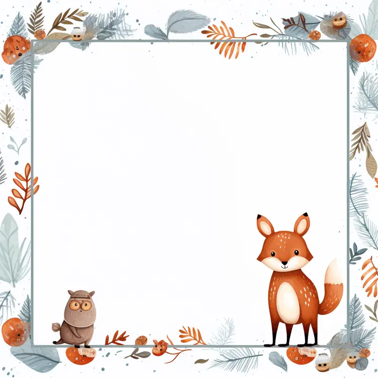 Fox and Owl in Winter Forest