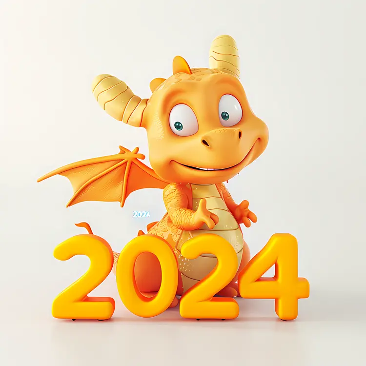 Adorable Orange Dragon for 2024 New Year
