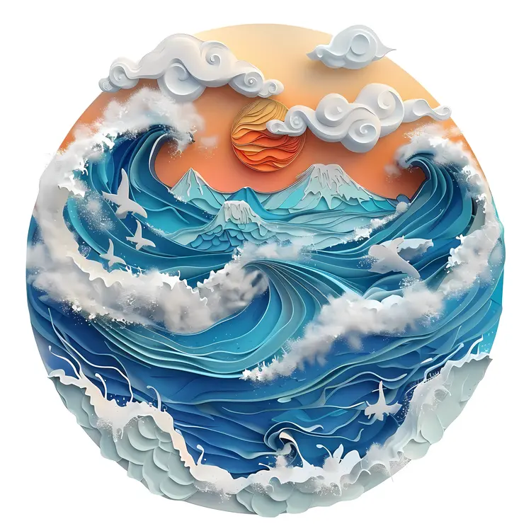 Ocean Waves at Sunset
