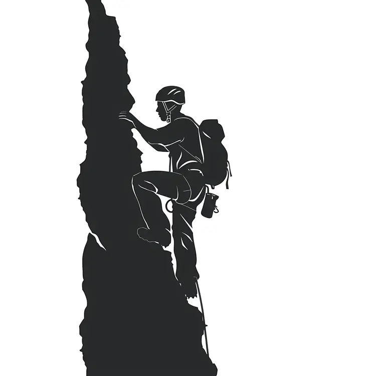 Silhouette of a Male Rock Climber