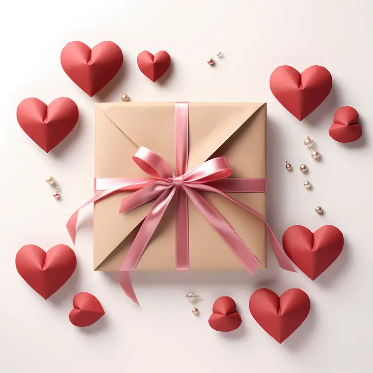 Beautiful Gift Box with Hearts for Valentine's Day