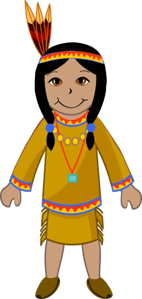 Girl in Traditional Dress with Feathers