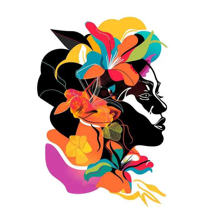 Vibrant Floral Silhouette Digital Art