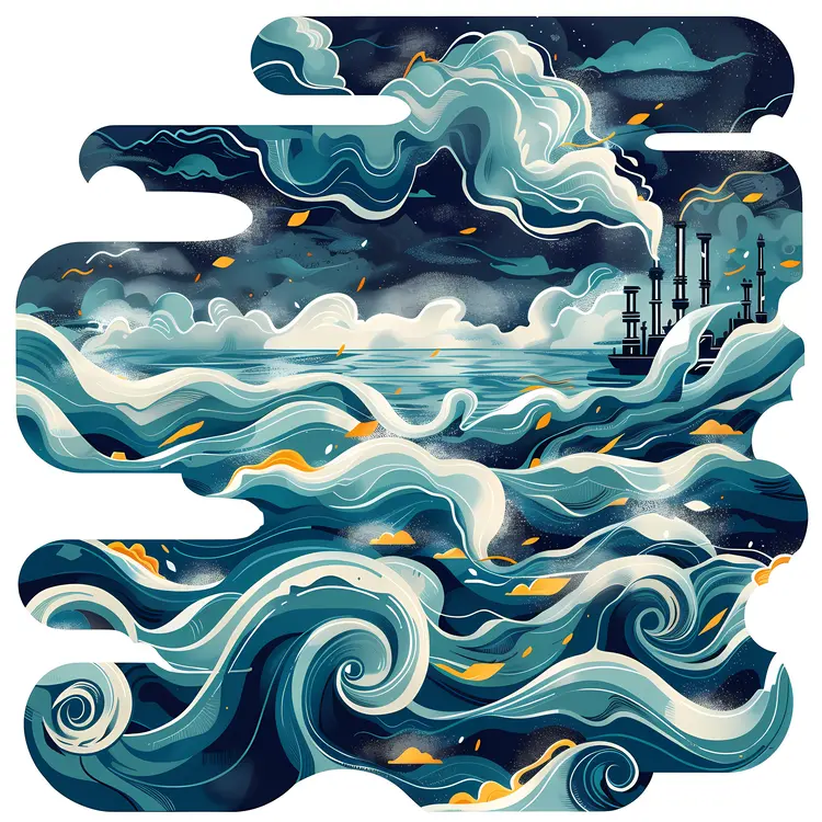 Stormy Sea with Waves and Clouds