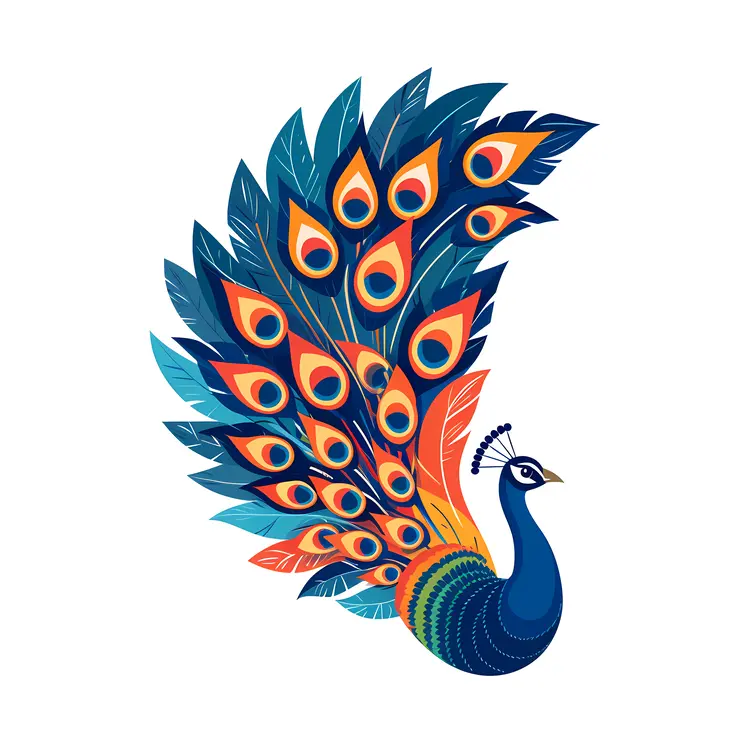 Colorful Peacock with Elegant Tail