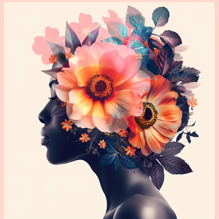 Floral Head Silhouette Illustration