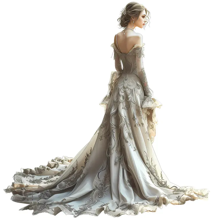 Elegant Woman in Lace Gown