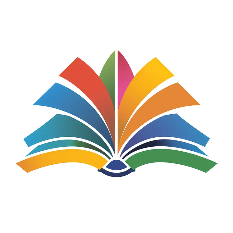 Colorful Book Logo with Feathers
