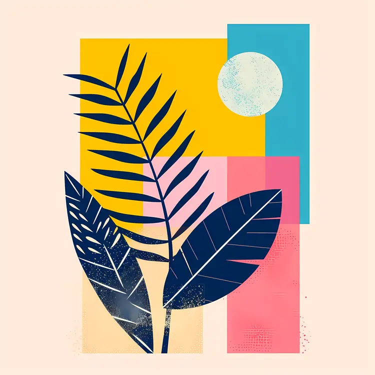 Abstract Plant with Colorful Geometric Shapes