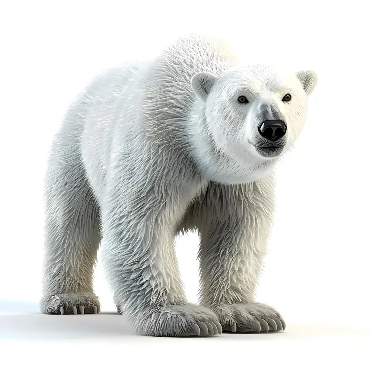 Realistic Polar Bear Standing