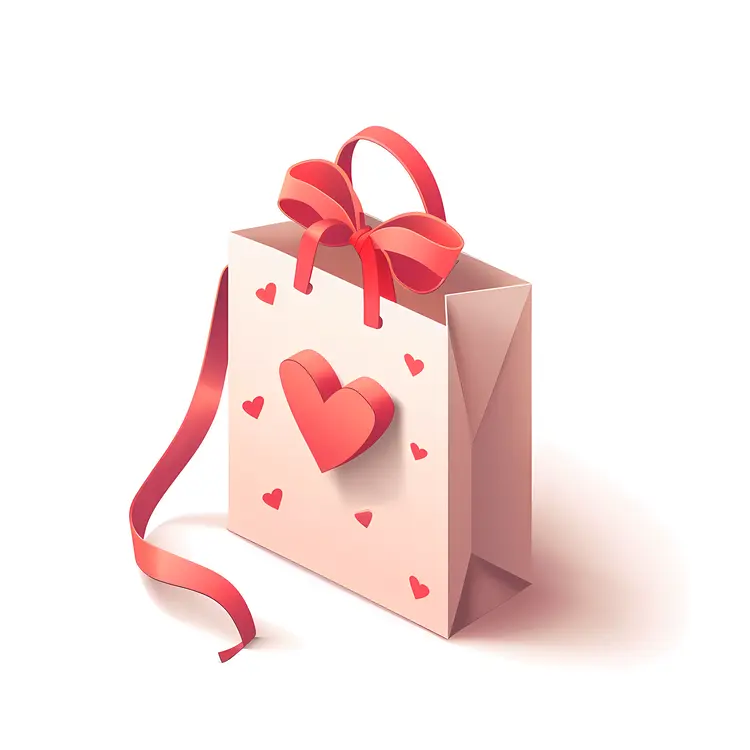 Valentine's Day Gift Bag with Heart and Ribbon