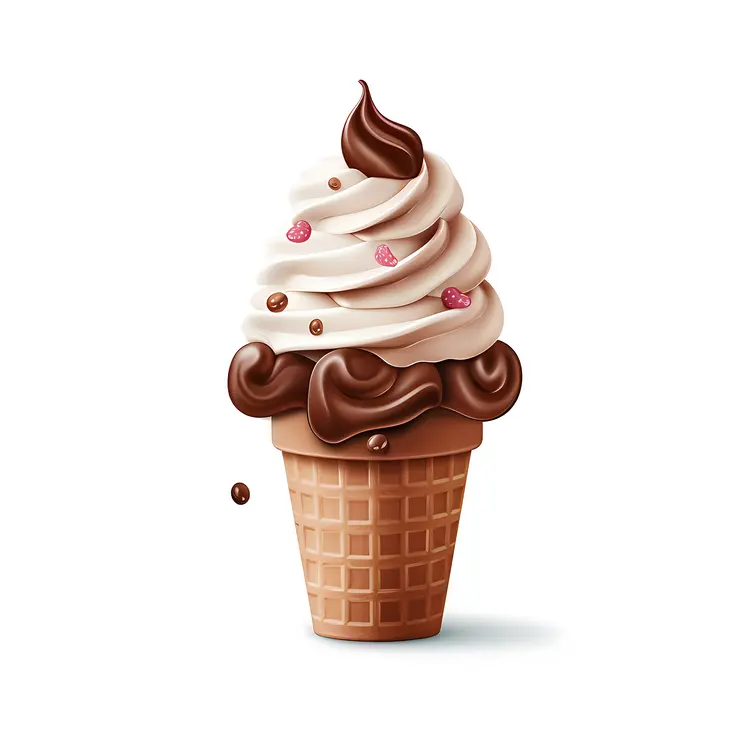 Chocolate and Vanilla Swirl Ice Cream Cone