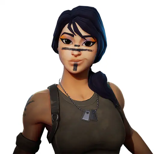 Female Character with Face Paint and Dog Tags