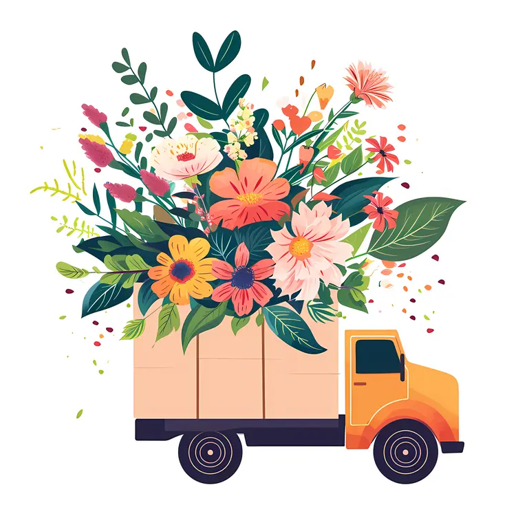 Truck Loaded with Colorful Flowers