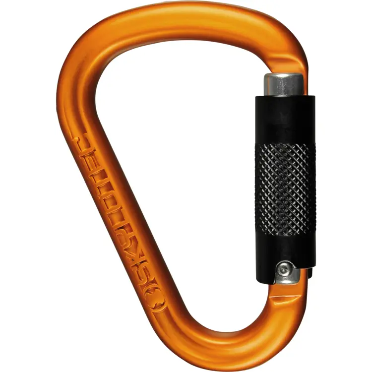 Orange and Black Carabiner for Climbing Safety