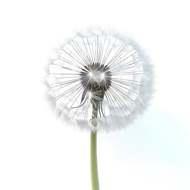 Close-Up of a Dandelion with White Seeds