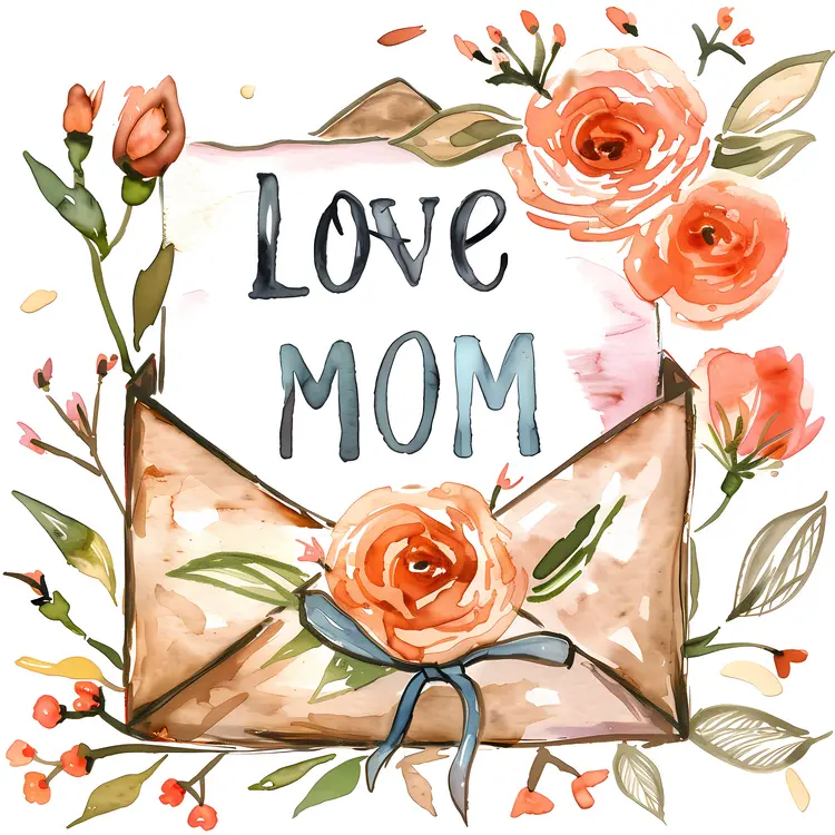 Love Mom Card with Floral Design