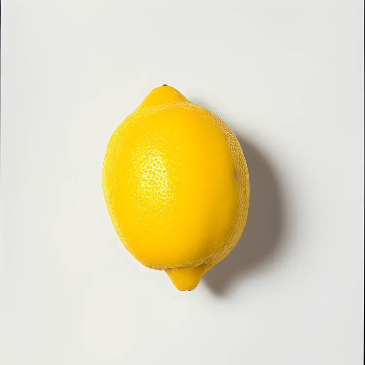 Single Yellow Lemon on White Background