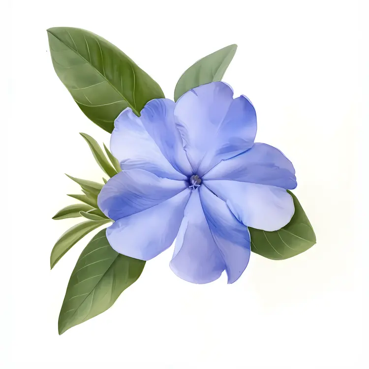 Blue Flower with Green Leaves