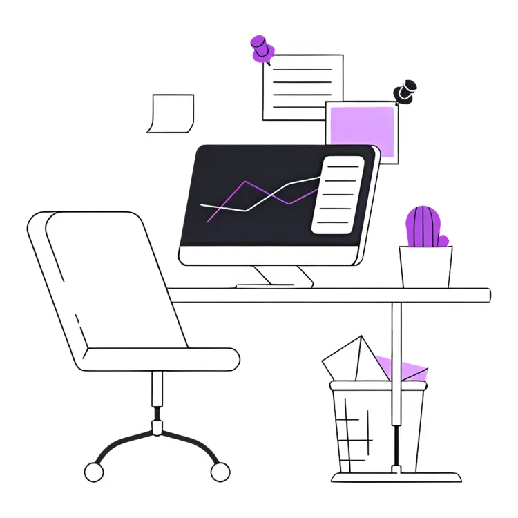 Modern Office Desk with Computer and Chair