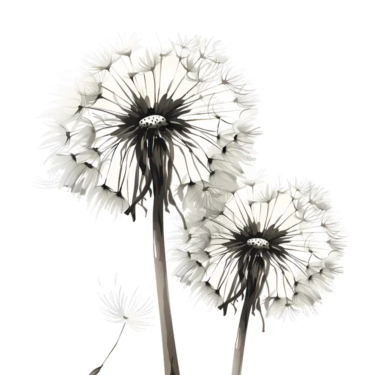 Two Dandelions in Bloom