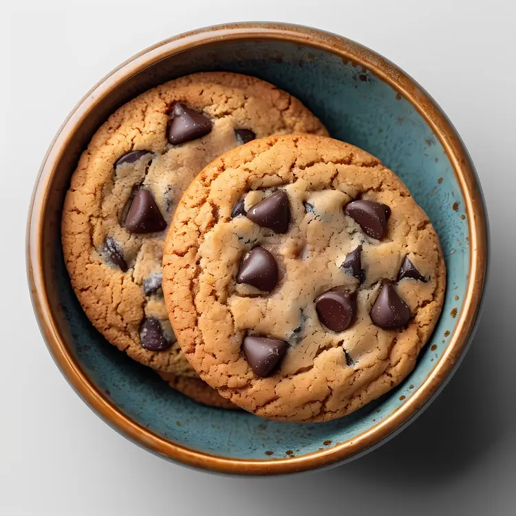Yummy Chocolate Chip Cookies in a Bowl