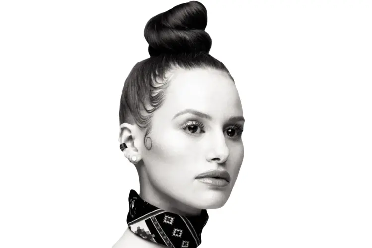Black and White Portrait of Woman with Bun Hairstyle