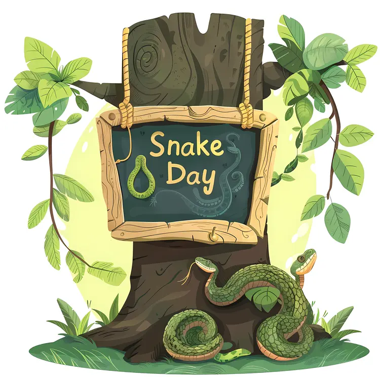 Snake Day Celebration with Snake and Leaves