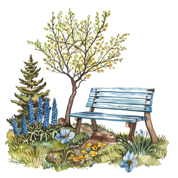 Charming Bench and Tree in Park