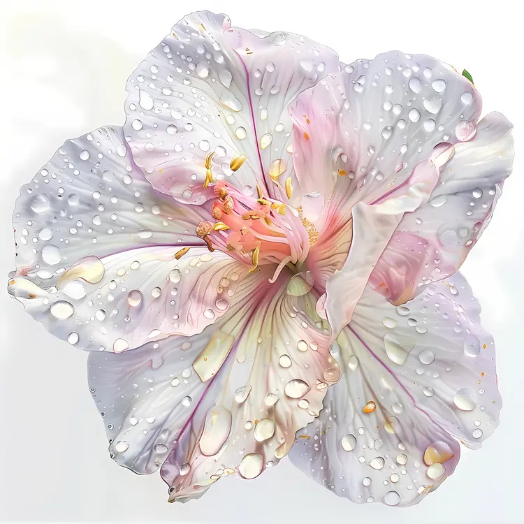 White Flower with Water Droplets