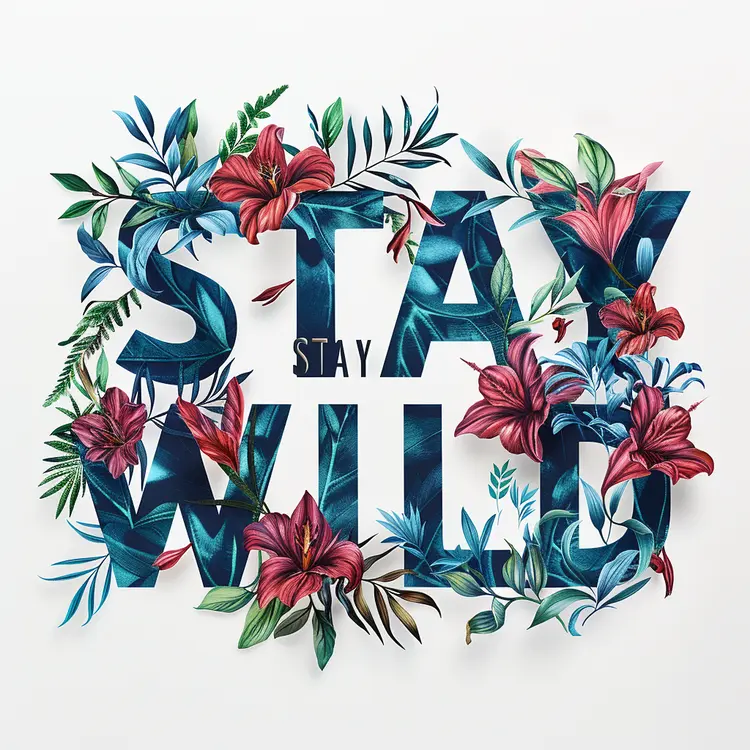 Stay Wild Floral Text Art