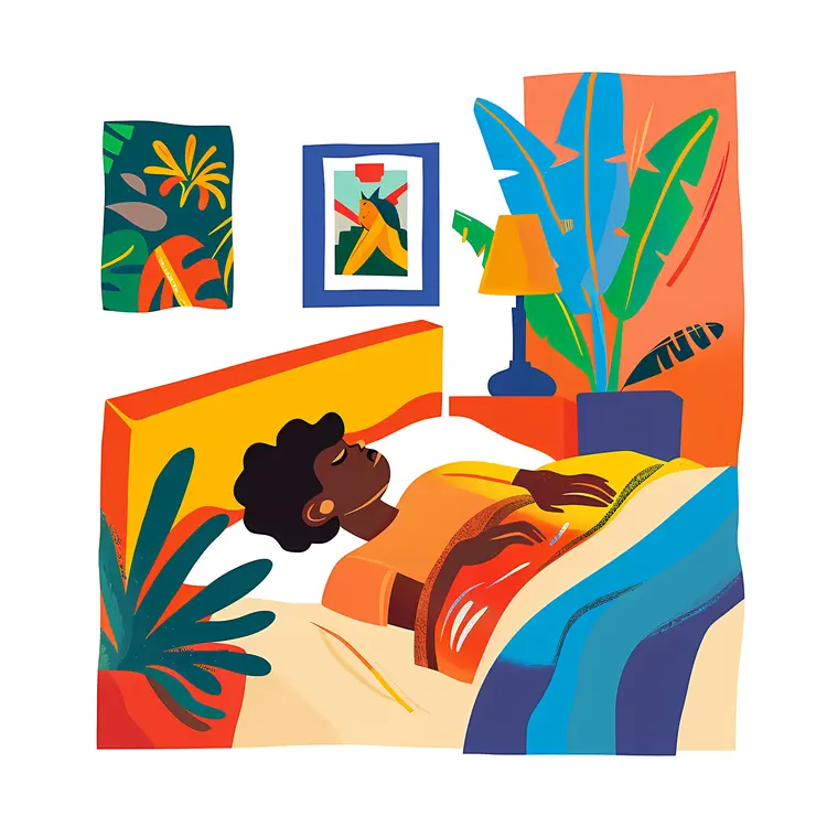 Colorful Bedroom with Sleeping Person