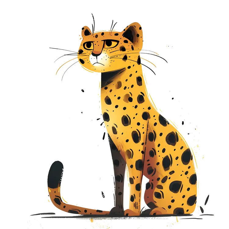 Sitting Leopard Cartoon Illustration
