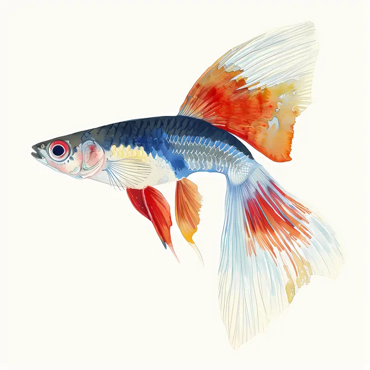 Colorful Fish with Red and Blue Fins