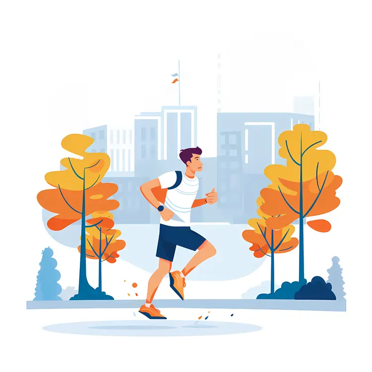 Man Jogging in Autumn Park