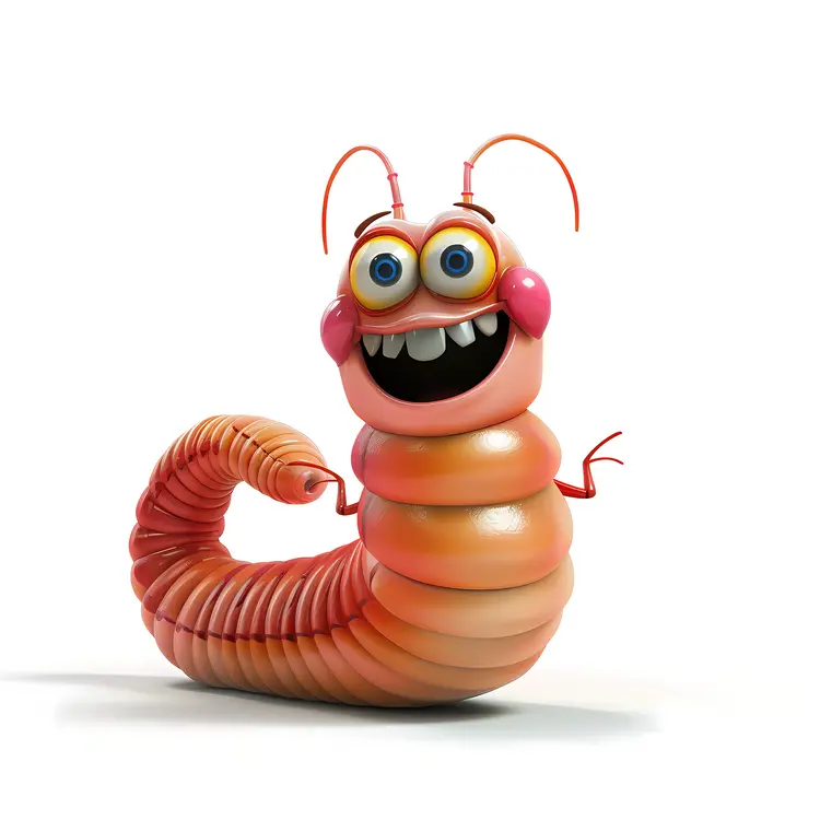 Happy Orange Cartoon Worm