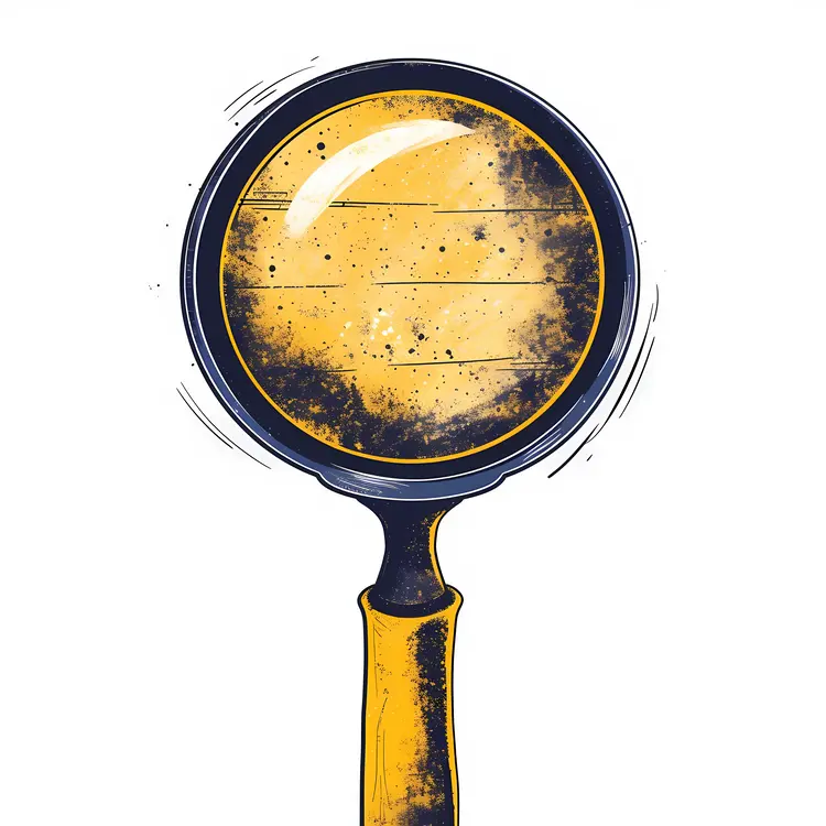 Illustrated Magnifying Glass with Yellow Handle