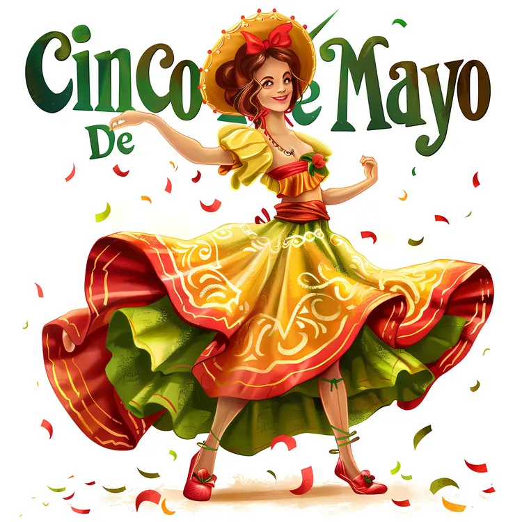 Cinco de Mayo Dancer in Colorful Dress