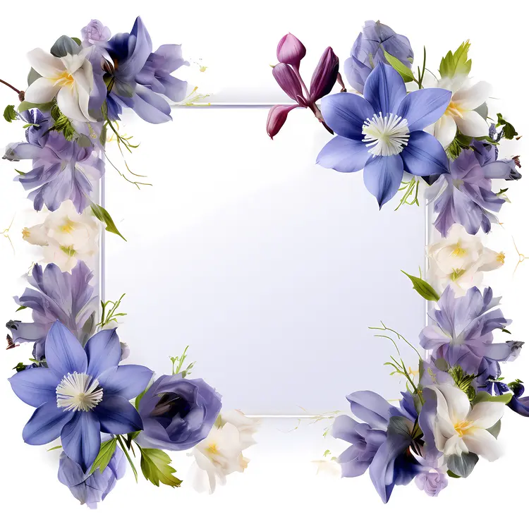 Elegant Floral Frame with Purple Flowers