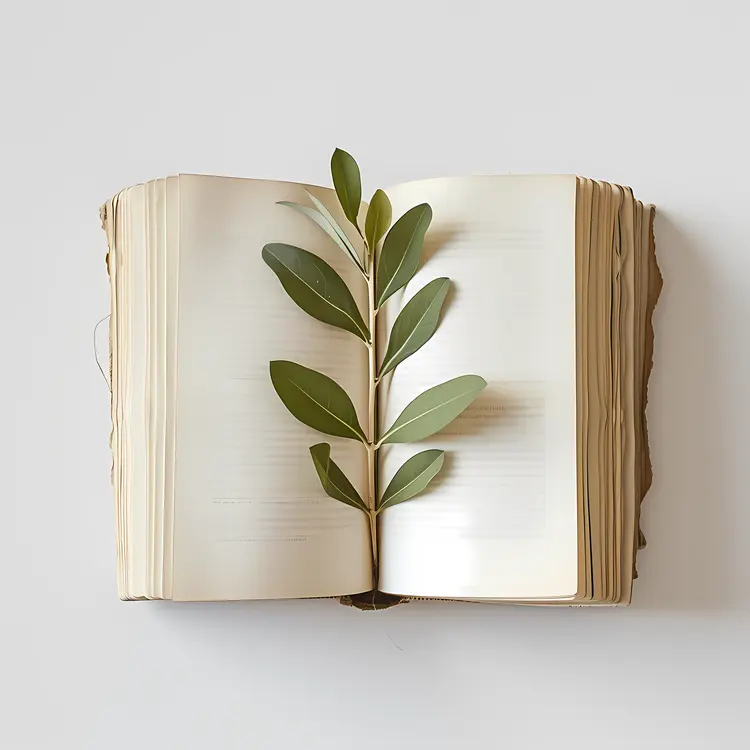 Open Book with Leaves