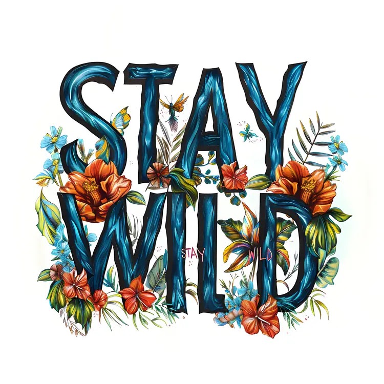 Stay Wild Floral Text Illustration