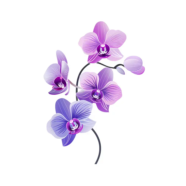 Purple Orchids with Green Leaves