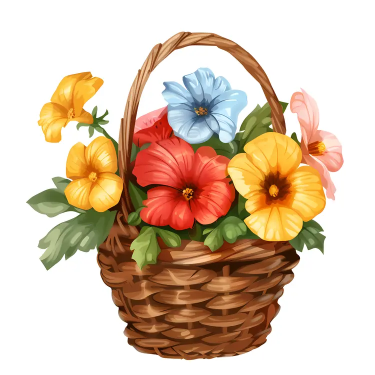 Charming Basket of Colorful Pansies