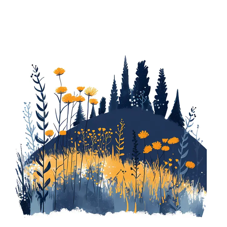Artistic Wildflowers on Hills